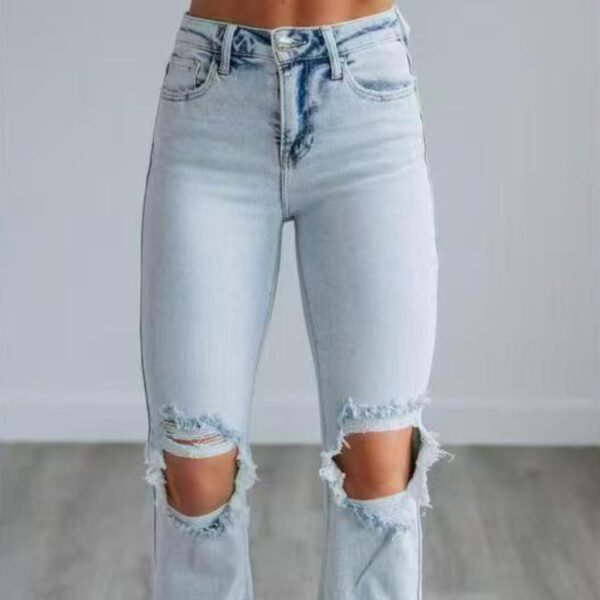 European & American Ripped Tight Jeans – High Elasticity Street Hipster Style