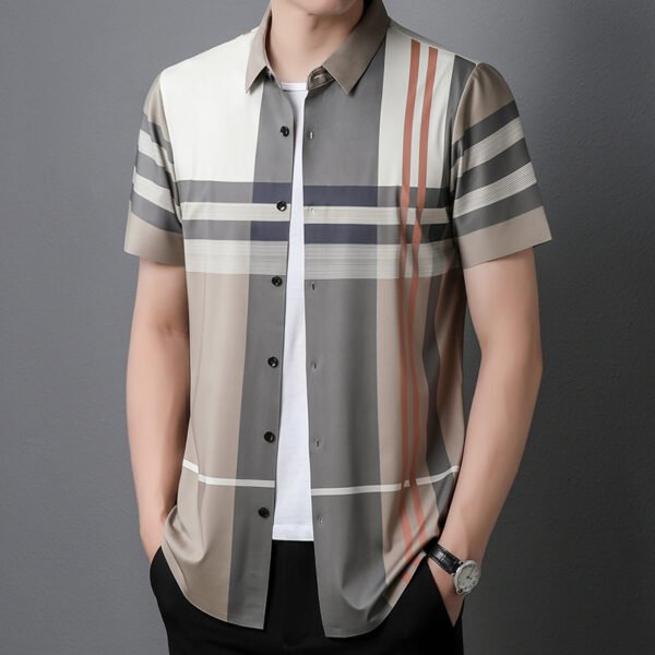 Personalized Men’s Slim Fit Plaid Shirt – Versatile Bamboo Fiber Casual Wear