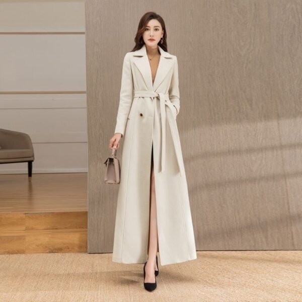 Woolen Double-Breasted Cashmere Coat with 3D Effect – Elegant Slim Fit Outerwear